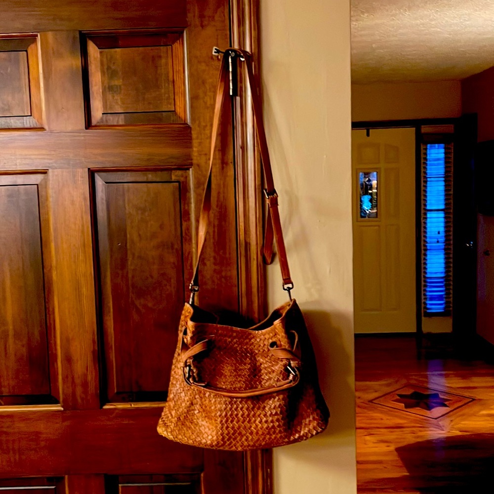 Valentina woven leather shoulder bag